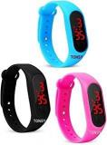 TONSY SS Digital Boy's & Girl's Watch Black Dial Black & Pink Sky Colored Strap