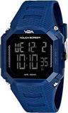 V2A Creative Touch Controls Digital 5ATM Waterproof Unisex Sports Watch Black Dial And Blue Strap