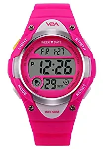 V2A Digital Unisex Child Watch Black Dial, Blue Colored Strap