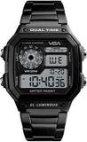 V2A Stainless Steel Small Dial Unisex Multifunction Digital Sports Watch