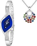 Versatile Blue Leia Watch And Pendant Set For Women And Grils