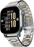 Vibez By Lifelong Premium Luxury New Launch Smart Watch For Men 60 Day Battery 950mAH 2.02 Ultra HD Display & 900 NITS Men's Smartwatch Stainless Steel Dial & BT Calling Pacific, Silver Gold