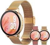 Vibez By Lifelong Premium Luxury Smartwatch For Women With Metal Strap & HD Display, BT Calling, Multiple Watch Faces, Health Tracker, Sports Modes & Free Silicone Strap Smart Watch Emerald, Gold