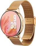 Vibez Vibez By Lifelong Smartwatch For Women Metal Strap & 1.28 Inch HD Display, Bluetooth Calling, Multiple Watch Faces, Health Tracker, Sports Modes & Free Silicone Strap Emerald, Gold