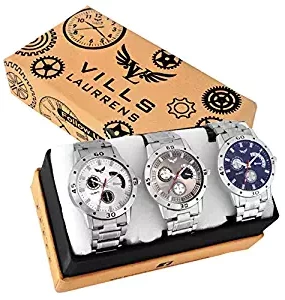 Vills Laurrens VL 1150+1113+1189 Attractive Combo of 3 Multi Color Analogue Watches for Men and Boys