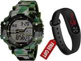 Watch City Luxury Digital Men's Watch Green Dial & Multicolor Colored Strap Jay Enterprise