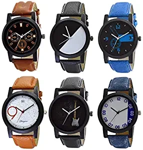 Analogue Men's & Boys' Watch Multicolour Dial Multicolour Strap Pack of 6