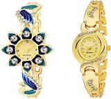 Women's Analogue Gold Flower Watch Combo Pack Of 2