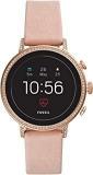 Women's Gen 4 Venture HR Heart Rate Stainless Steel And Leather Touchscreen Smartwatch, Color: Rose Gold, Pink Model: FTW6015