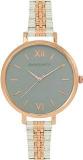 Womens Women's Agnes Grey Analog Dial Watch Rose Gold And Silver