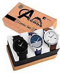 Acnos Analogue Men's Watch Pack of 3 Multicolored Dial Multicolored Colored Strap