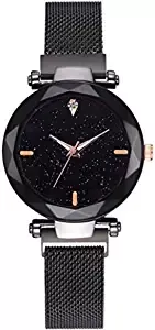 Acnos Black Glass Black dial Magnetic Belt Black Analog Watch for Men and Womne Pack of 1