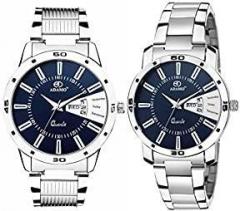 ADAMO Analogue Blue Dial Couple's Watch 813 814Sm05