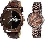 ADAMO Couple Combo Brown Dial Day & Date Men's & Women's Watch A832BR04 840EEM14