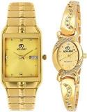 ADAMO Enchant Calendar Analogue Gold Dial Couple's Watch 9151 2468Ym04