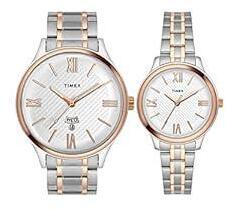 Analog Empera Silver Dial Two Tone Couple's Watch Set TW00PR285