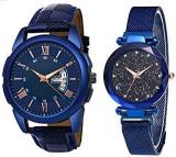 Analogue Men & Women's Watch Blue Dial Blue Colored Strap Pack Of 2