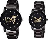 Analogue Men's & Women's Watch Black Dial Black Colored Strap Pack Of 2