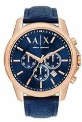 Armani Exchange Leather Analog Blue Dial Men Watch Ax1723, Blue Band