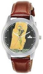 AROA Watch for Men with Dhoni Review System Watch Model :1364 in Steel Metal Type Brown Strap Analog Watch Yellow Dial for Men Stylish Watch for Boys