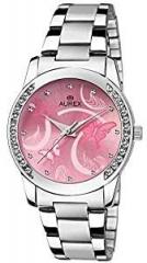 AUREX Analogue Women's Watch Pink Dial Silver Colored Strap