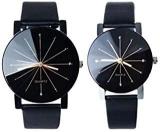 Avicii Couple's Unisex Super Quality Diamond Glass Black Dial Analogue Watch Pack Of 2