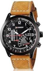 BLUTECH 2017 New Collection Curren Festive Season Special Black Round Shapped Dial Brown Leather Strap Party Wedding | Casual Watch | Formal Watch | Sport Watch | Fashion Wrist Watch For Boys and Men | Curren M 8152