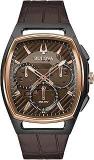 Bulova Men's CURV Chronograph Brown Leather Strap Watch | 41.65mm | 98A264