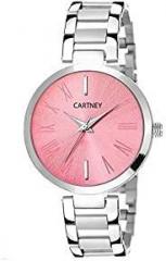 CARTNEY Silver Colored Strap Analogue Pink Women's Watch