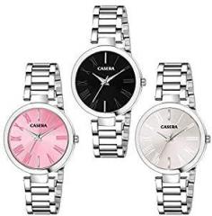 casera Analogue Girl's Watch Multicolored Dial Silver Colored Strap