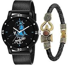 casera Mahadev Dial And Mahadev Bracelet And Watch Combo Set For Boy And Men