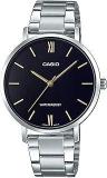 Casio Analog Black Dial Women's Watch LTP VT01D 1BUDF A1622 Stainless Steel, Silver Strap