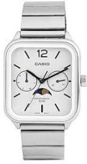 Casio Analog White Dial Men's Watch MTP M305D 7AVDF Stainless Steel, Silver Strap