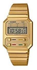 Casio Digital Gold Dial Unisex Adult Watch A100WEG 9ADF