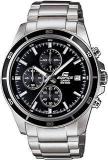 Casio Edifice EFR 526D 1AVUDF Black Analog Dial Silver Stainless Steel Band Men's Watch Solid Band Stop Watch EX093