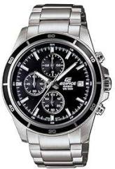 Casio Edifice EFR 526D 1AVUDF Black Analog Dial Silver Stainless Steel Band Men's Watch Solid Band Stop Watch EX093