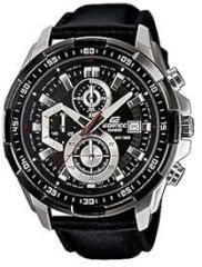 Casio Edifice EFR 539L 1AVUDF Black Analog Dial Black Leather Band Men's Watch Chronograph 100M Water Resistant EX193