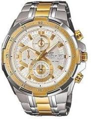 Casio EDifice EFR 539SG 7AVUDF White Analog Dial Dual Tone Stainless Steel Band Men's Watch Chronograph 100M Water Resistant EX189