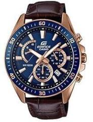 Casio EDifice EFR 552GL 2AVUDF Blue Analog Dial Brown Leather Band Men's Watch Chronograph 100M Water Resistant EX358