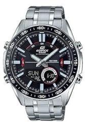 Casio Edifice EFV C100D 1AVDF Black Analog Digital Dial Silver Stainless Steel Band Men's Watch World Time 100M Water Resistant EX438