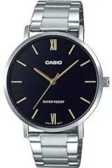 Casio Enticer Analog Black Dial Silver Band Stainless Steel Men Watch MTP VT01D 1BUDF A1612