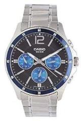 Casio Enticer Analog Stainless Steel Black Dial Silver Band Men Watch MTP 1374HD 2AVIF A1646