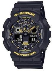 Casio G Shock GA 100CY 1ADR Black & Yellow Analog Digital Dial Black Resin Strap Men's Watch Shock and 200M Water Resistant G1486