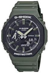 Casio G Shock GA 2110SU 3ADR Black & Green Analog Digital Dial Green Resin Strap Men's Watch Shock And 200M Water Resistant G1065