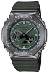 Casio G Shock GM 2100B 3ADR Dark Grey IP Green Analog Digital Dial Green Resin Strap Men's Watch Shock and 200M Water Resistant G1160