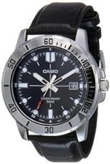 Casio Leather Enticer Analog Black Dial Men Watch Mtp Vd01L 1Evudf A1371, Bandcolor Black