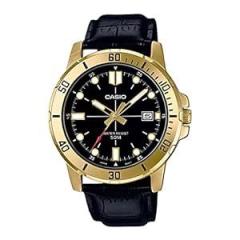 Casio Men Leather Enticer Analog Black Dial Watch Mtp Vd01Gl 1Evudf, Band Color Black