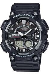 Casio Men Resin Youth Combination AnalogDigital Black Dial Watch Aeq 110W 1Avdf Ad207, Band Color Black