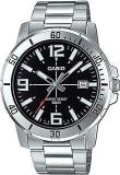 Casio Men Stainless Steel Enticer Analog Black Dial Watch Mtp Vd01D 1Bvudf A1361, Band Color Silver