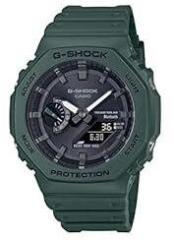 Casio Mens 48 mm G Shock Black Dial Resin Analog Digital Watch GA B2100 3ADR